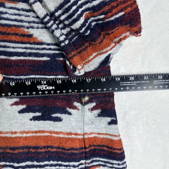 Lucky Brand Boho Aztec Print Waterfall Cardigan Small Rust Navy Southwest Knit - Picture 12 of 15